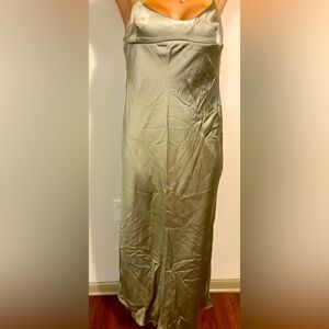 Sateen green long dress